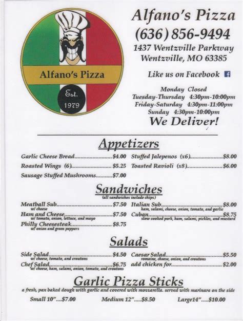 alfano's menu with prices